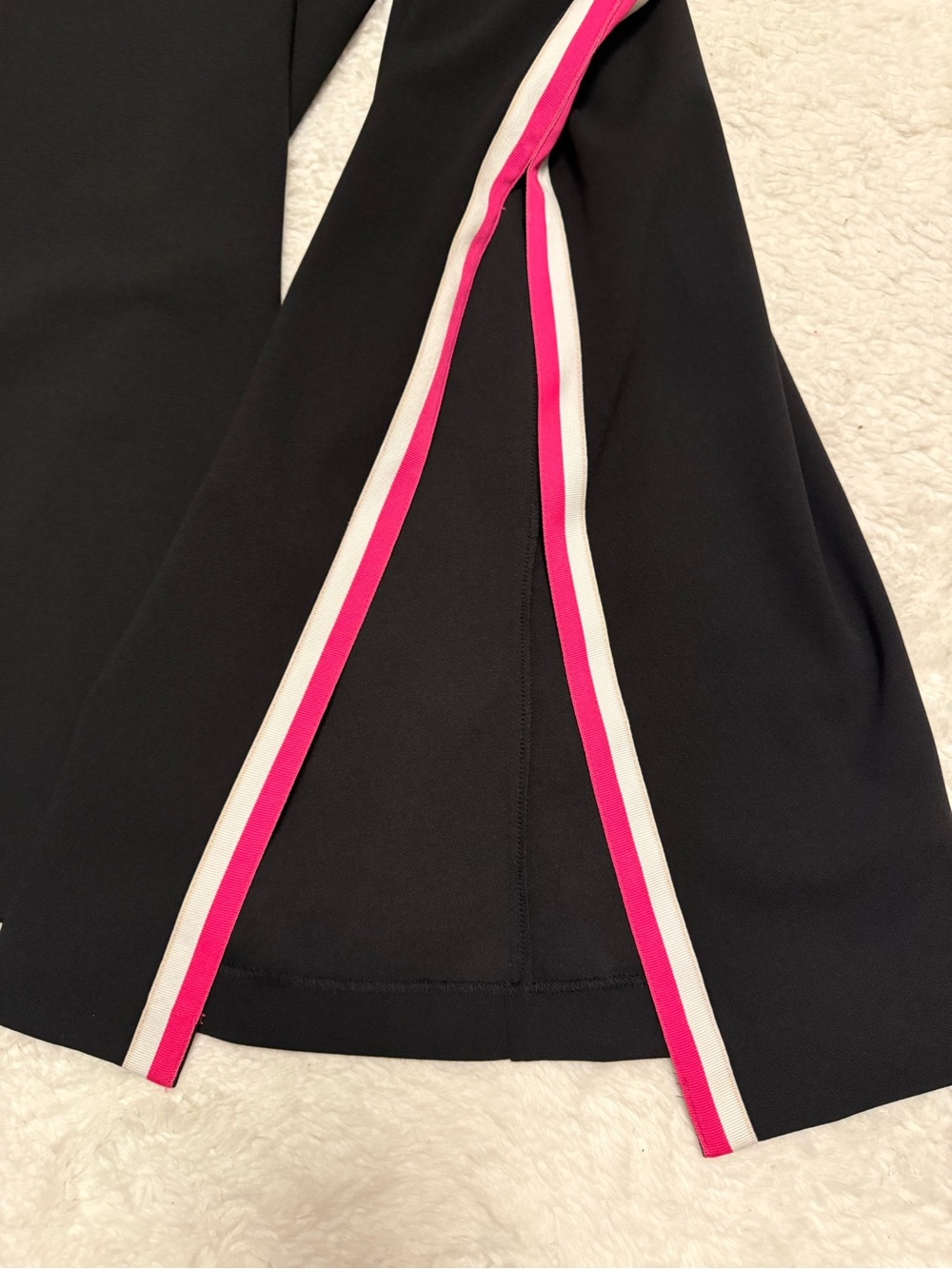 INC International Concepts Black Wide-Leg Pants with Pink & White Side Stripes - Picture 4 of 7